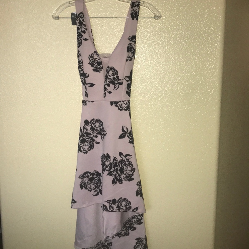 Pink rose print dress.